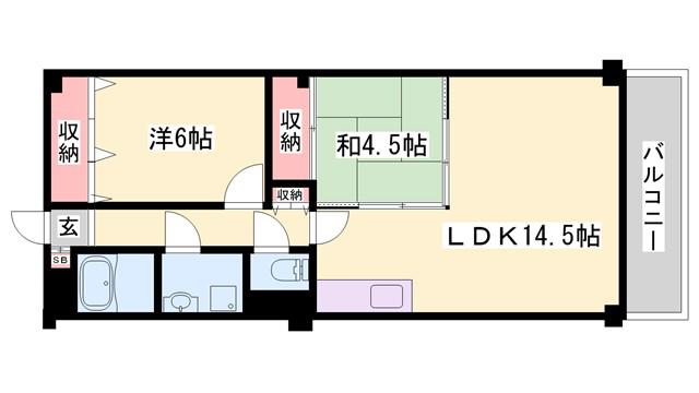 クレール松の内(2LDK/4階)の間取り写真