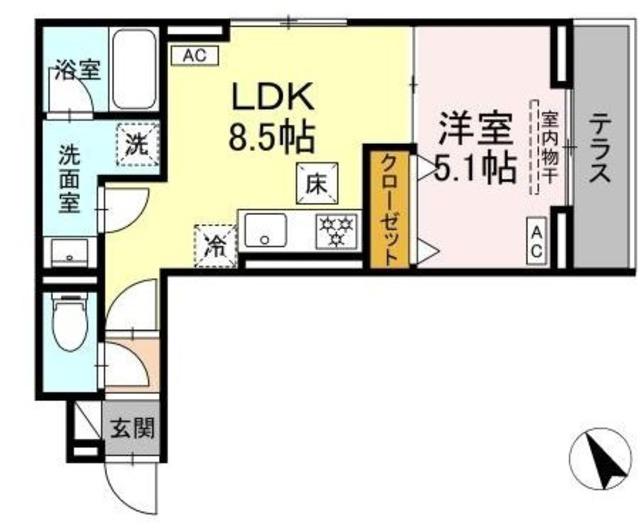 セレスティア桜上水(1LDK/1階)の間取り写真