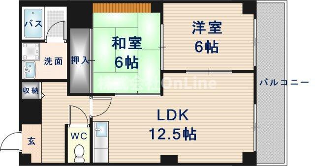 グランドールKITA(2LDK/1階)の間取り写真
