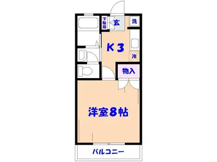 東エイト(1K/2階)の間取り写真