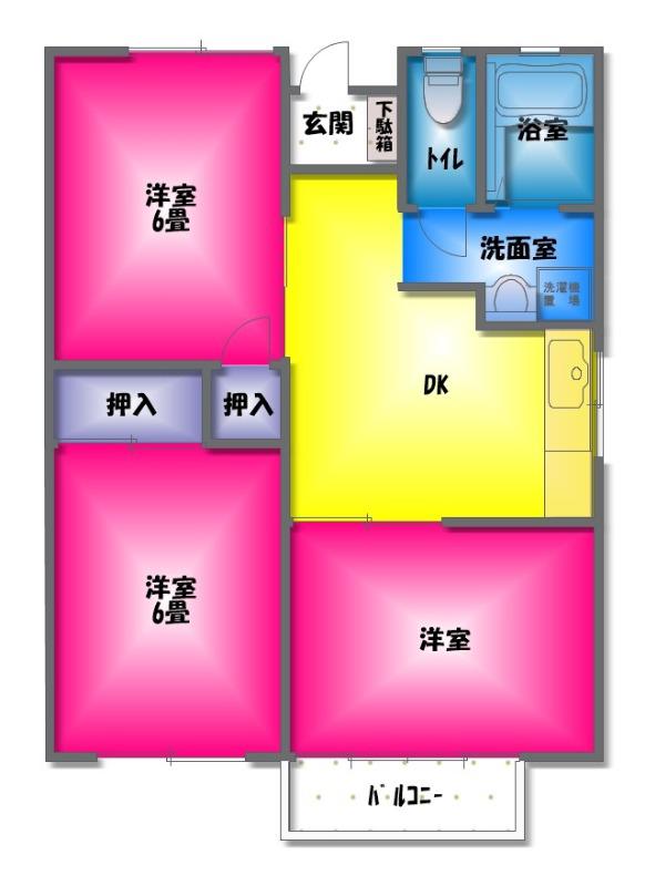ハイツアミューズ(3DK/1階)の間取り写真