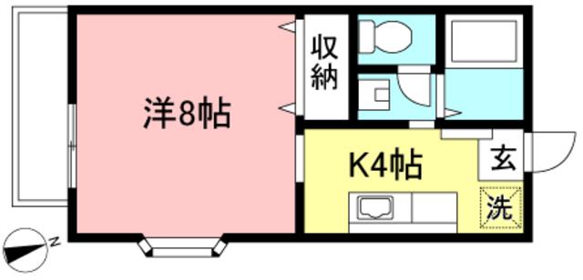 クレストハウスA棟(1K/2階)の間取り写真