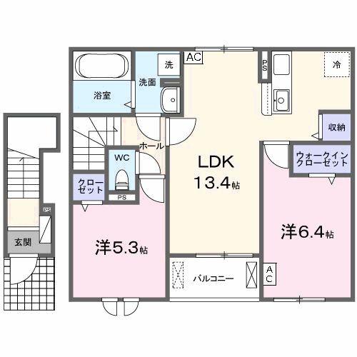 BRISE・ブリーズ(2LDK/2階)の間取り写真