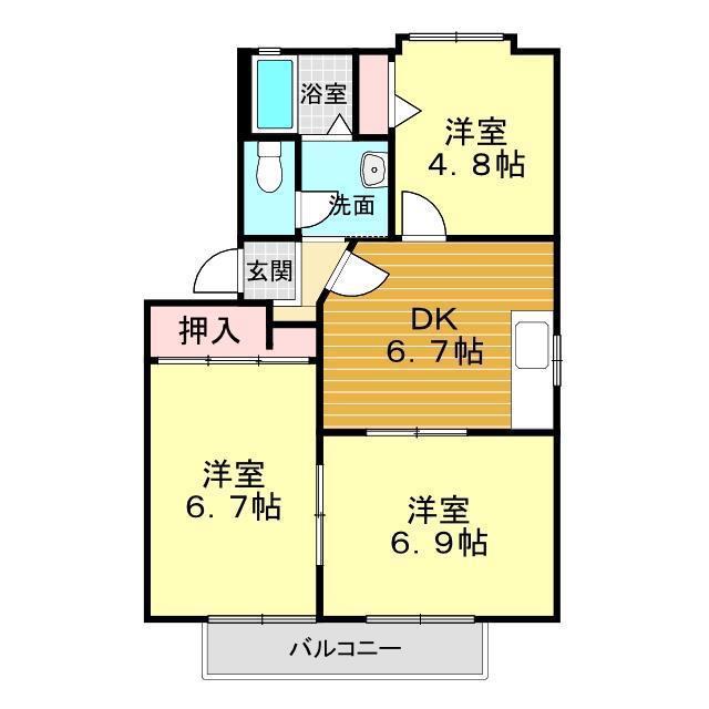 グランシード下田(3DK/2階)の間取り写真