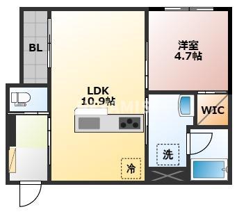 シャーメゾン上野(1LDK/3階)の間取り写真