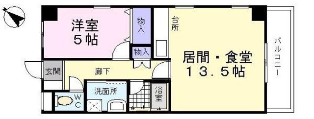 第3マサキビル(1LDK/5階)の間取り写真