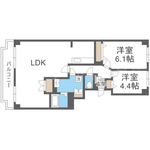 ルミファ中の島(2LDK/5階)の間取り写真