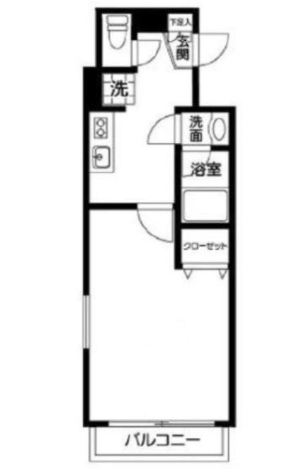 ユーロヒルズ中目黒(1K/2階)の間取り写真