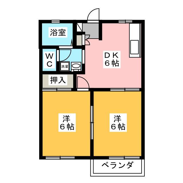 フレグランスハリマ(2DK/2階)の間取り写真