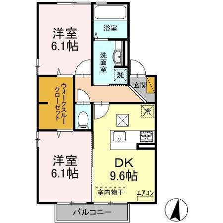 デルソーレ久保台A棟(2DK/1階)の間取り写真