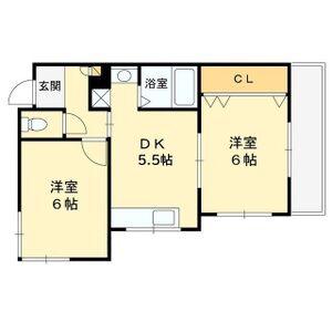 ハイム北夙川Ⅱ(2DK/1階)の間取り写真