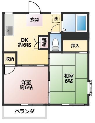 グリーンハイツ(2DK/2階)の間取り写真