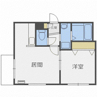 グランディール月寒1-9(1LDK/2階)の間取り写真