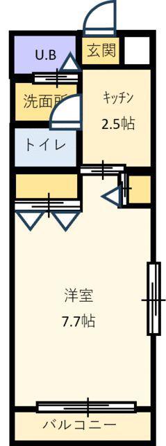 プレミアムレジデンス(1K/1階)の間取り写真