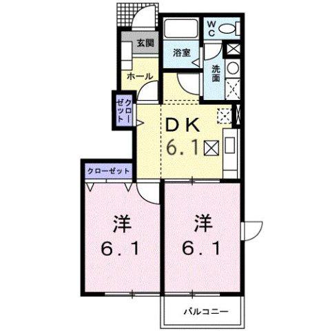 シーサイド東明(2DK/1階)の間取り写真
