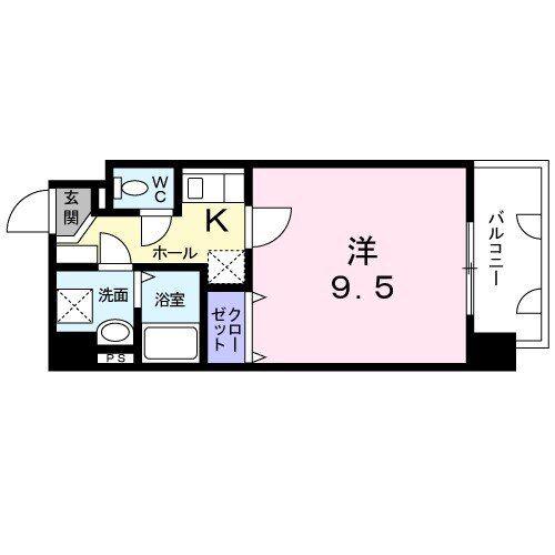 キャッスルメイト 新町(1K/2階)の間取り写真
