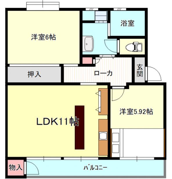 久寺家マンションB棟(2LDK/4階)の間取り写真