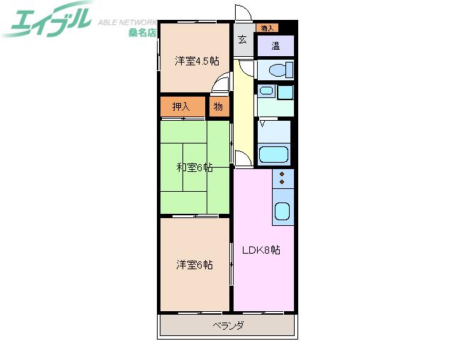 ベルウッド江場(3LDK/4階)の間取り写真