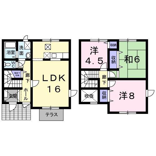 アンソレイエC(3LDK/1階)の間取り写真