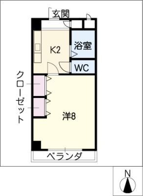アークヒル鳥見(1K/1階)の間取り写真
