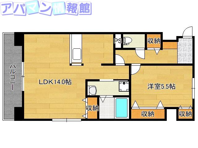 グランディール駅南(1LDK/6階)の間取り写真