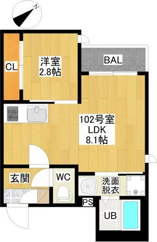 GRANDTIC SMART 山王(1LDK/1階)の間取り写真