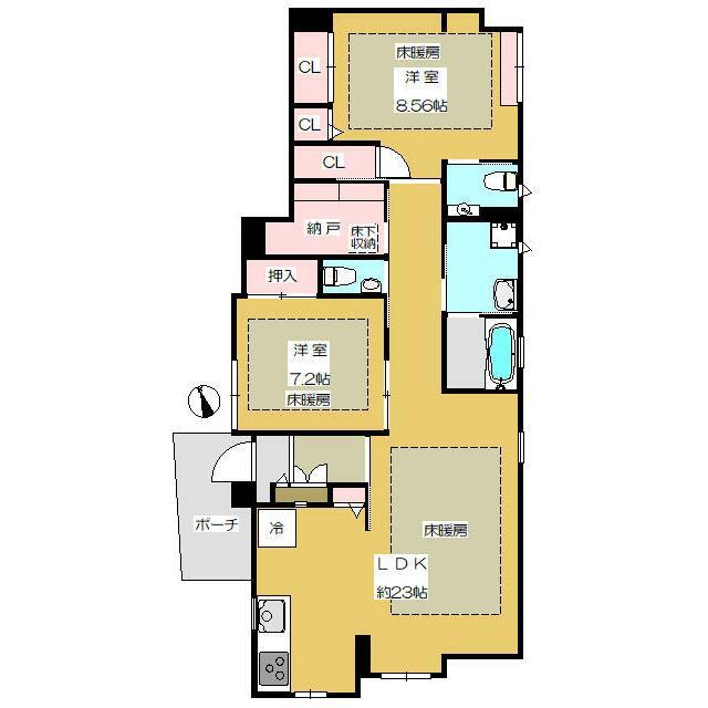 CASA ASPERA JIYUGAOKA(2SLDK/1階)の間取り写真