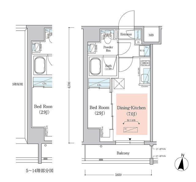 アーバネックス西新宿Ⅱ(1DK/3階)の間取り写真