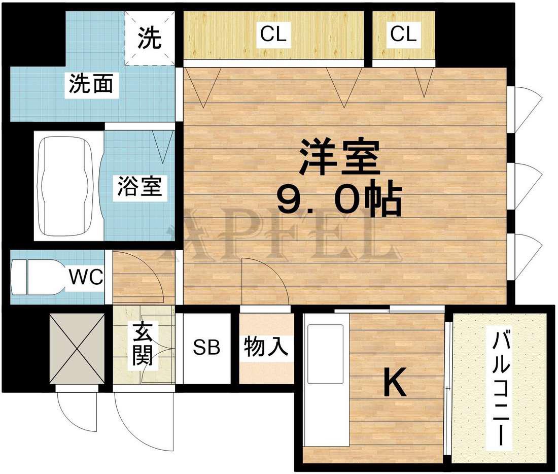 PARK HILLS 北堀江 LA MODA(1K/12階)の間取り写真