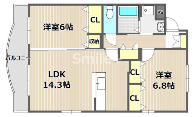 MAPLE COURT弐番館(2LDK/3階)の間取り写真