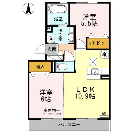 リアン トゥール(2LDK/1階)の間取り写真