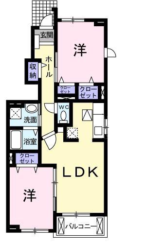 プラシードツバサII(2LDK/1階)の間取り写真