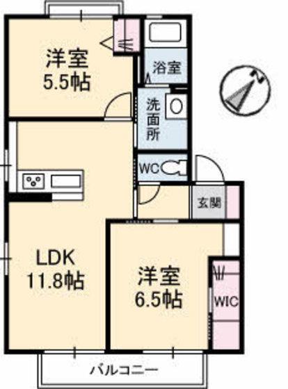 メゾンうえたII(2LDK/2階)の間取り写真