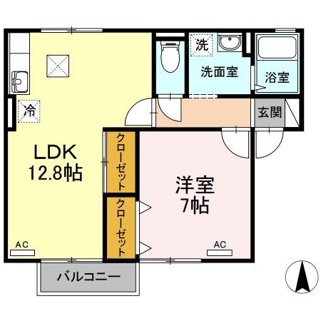 メゾン・ミ・モレ(1LDK/1階)の間取り写真
