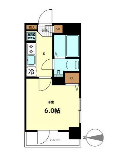 TRYM COURT(1K/2階)の間取り写真