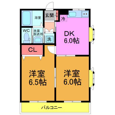 サンパレス永妻(2DK/2階)の間取り写真