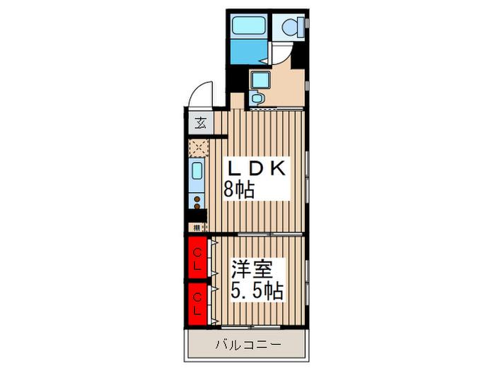 AERA市川(1LDK/4階)の間取り写真