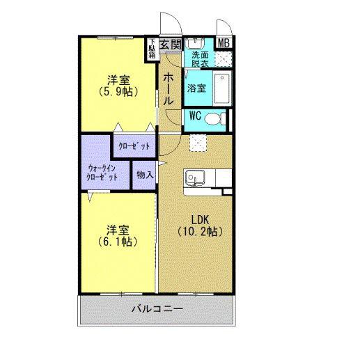 CASA VERDE(2LDK/2階)の間取り写真