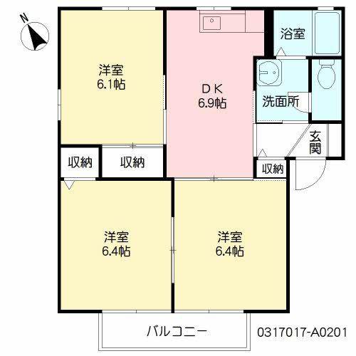 ラ・フォーレ今吉  A棟(3DK/2階)の間取り写真