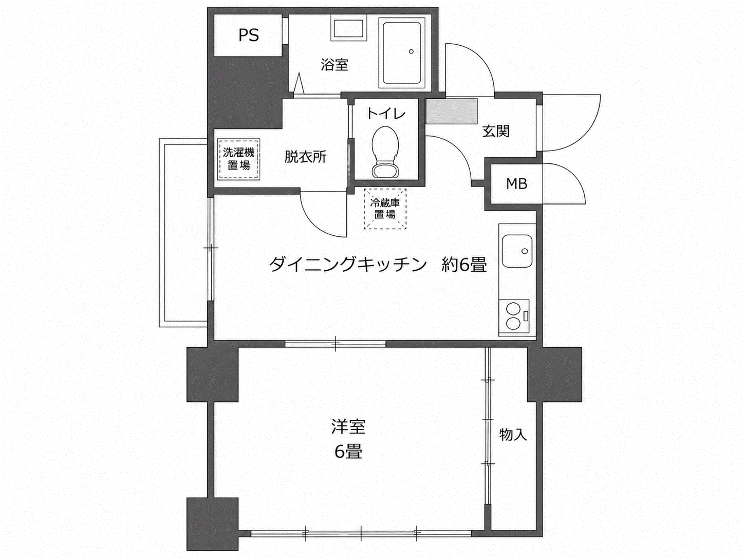 グローリア初穂町屋(1DK/1階)の間取り写真