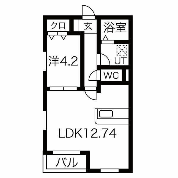 GCDヴィラ荒子(1LDK/2階)の間取り写真