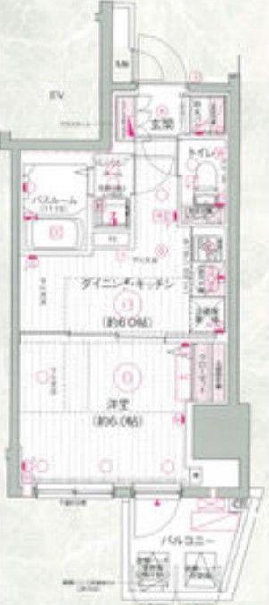 エステムプラザ市谷外濠公園(1DK/6階)の間取り写真