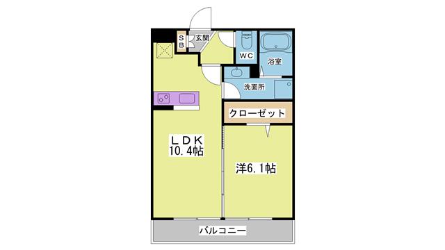 ガーベラ北神戸(1LDK/3階)の間取り写真