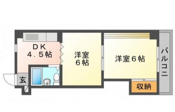 SPC幟町ビル(2DK/6階)の間取り写真