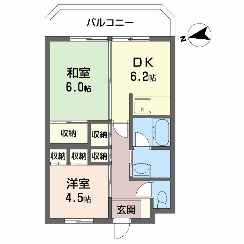 リピュート三浦(2DK/3階)の間取り写真