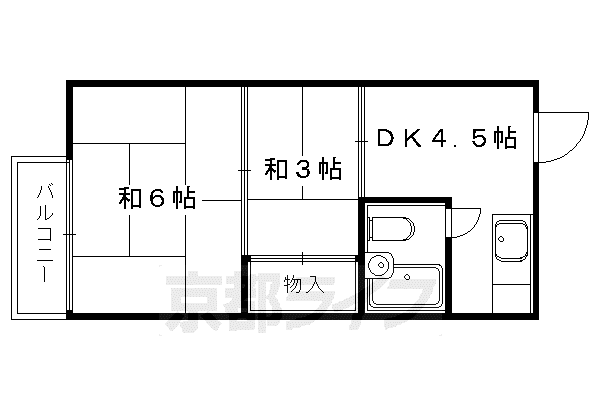 日の出ビル(2DK/3階)の間取り写真