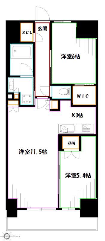 トラープランド翠命館(2LDK/12階)の間取り写真
