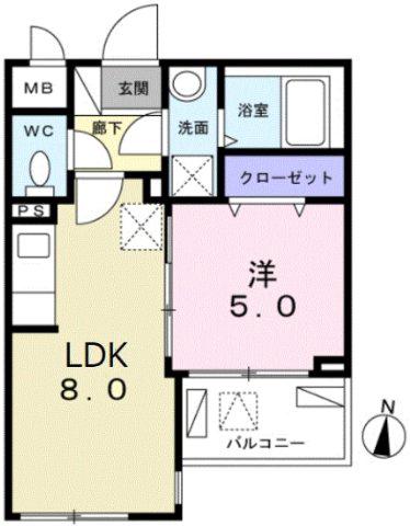 エクセレンス幸(1LDK/2階)の間取り写真