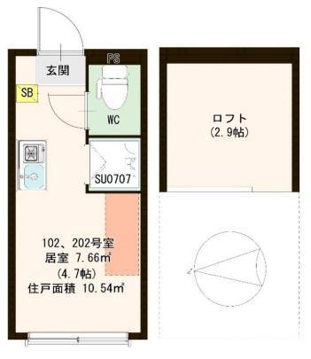 クレシア下高井戸(ワンルーム/2階)の間取り写真