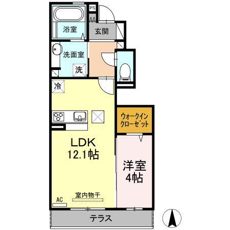 D-ROOM花園(1LDK/1階)の間取り写真